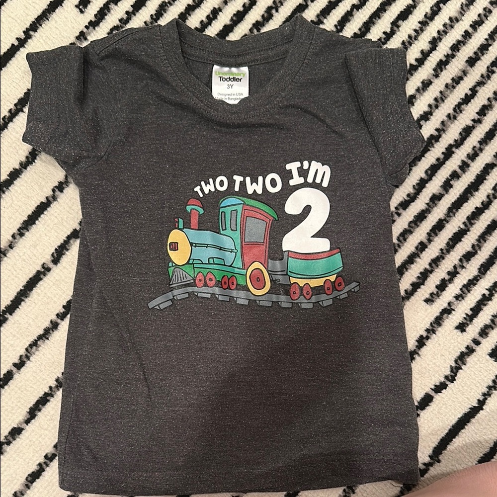 Gray Toddler T-Shirt with Train Graphic